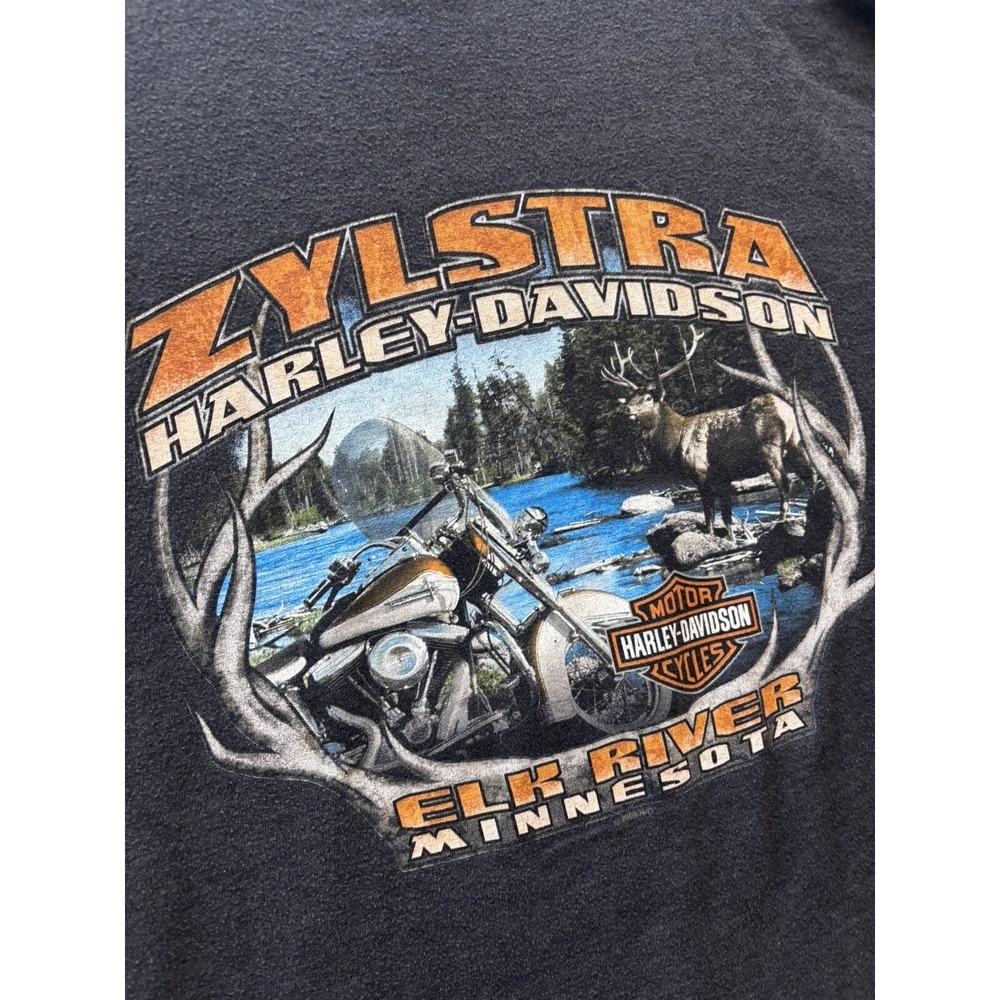Harley Davidson T-Shirt Mens Large Black Zylstra Elk River MN Graphic Tee READ